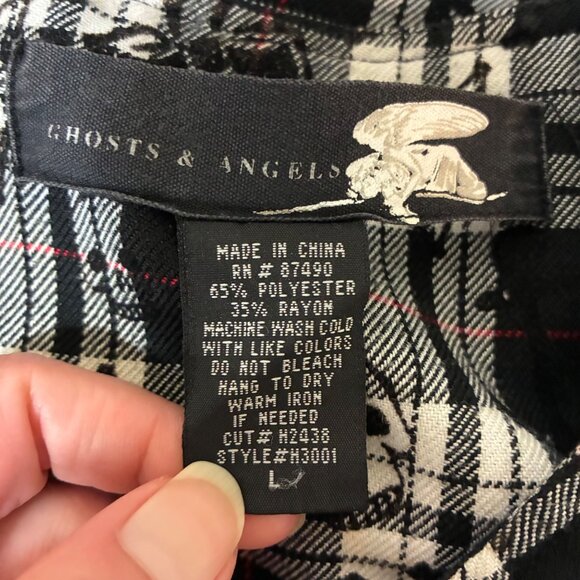 VTG Y2K Ghosts & Angels Ruffled Micro Mini Skirt Skull Bows Sz L Goth - Picture 7 of 7